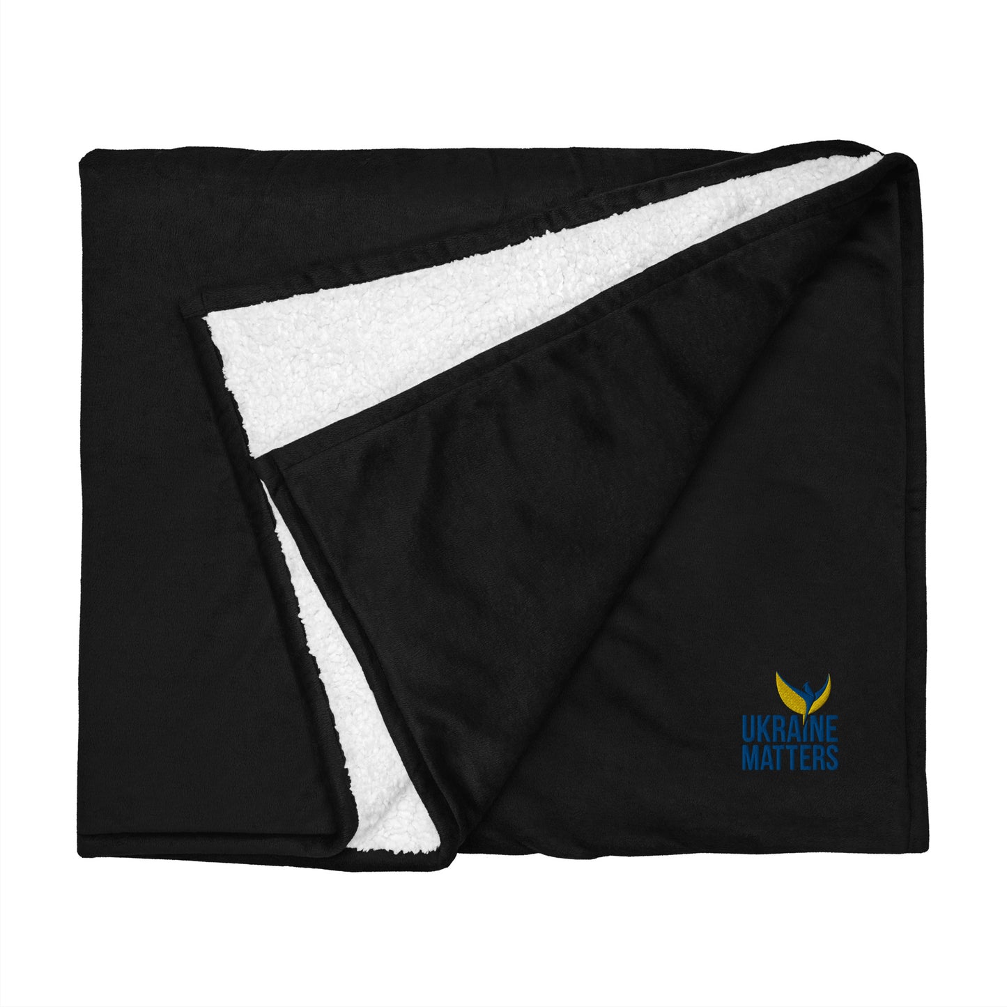 Premium Sherpa Blanket - Embroidered Ukraine Matters Logo (small)