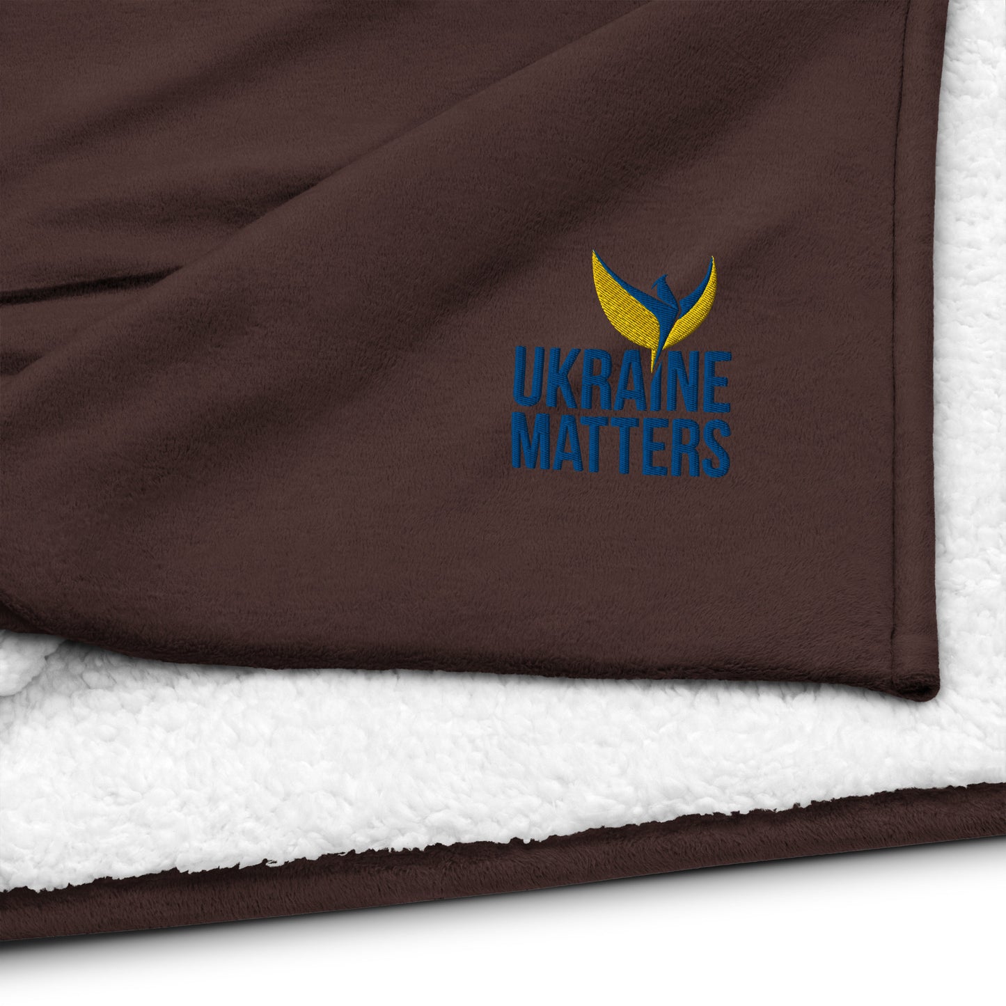 Premium Sherpa Blanket - Embroidered Ukraine Matters Logo (small)