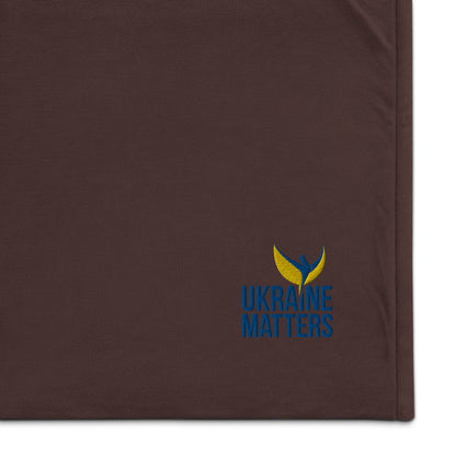 Premium Sherpa Blanket - Embroidered Ukraine Matters Logo (small)