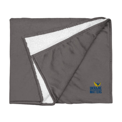 Premium Sherpa Blanket - Embroidered Ukraine Matters Logo (small)