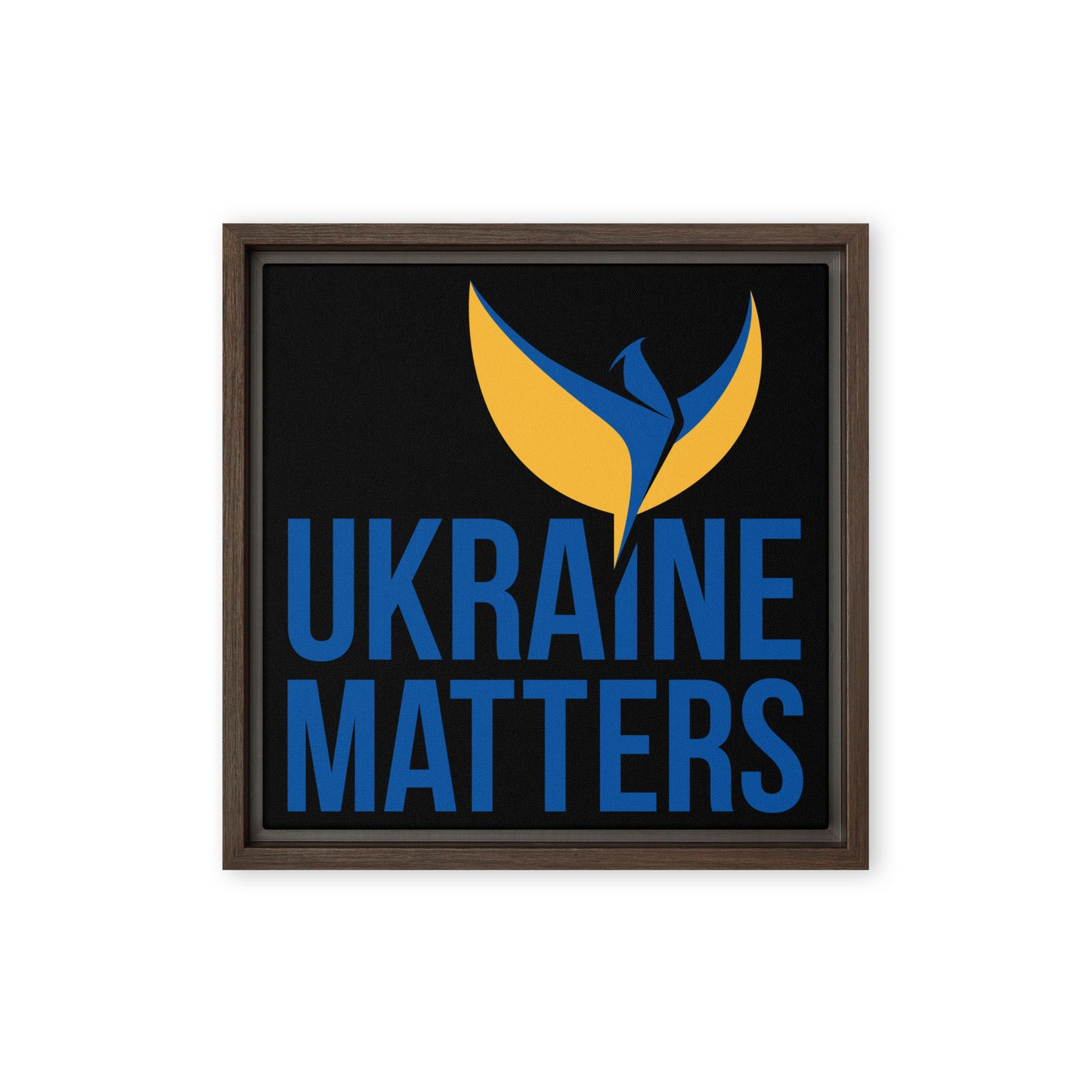 Framed Canvas Painting - Ukraine Matters Logo Black Background