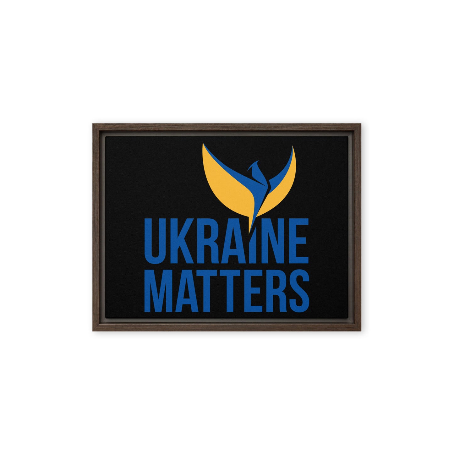 Framed Canvas Painting - Ukraine Matters Logo Black Background