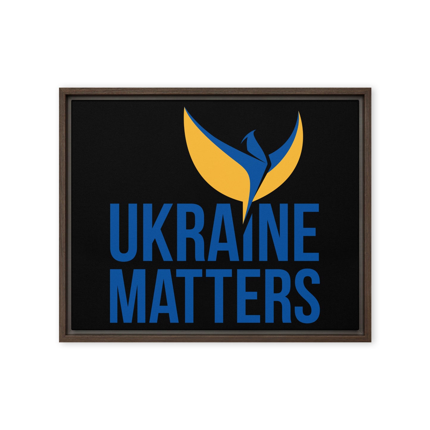 Framed Canvas Painting - Ukraine Matters Logo Black Background