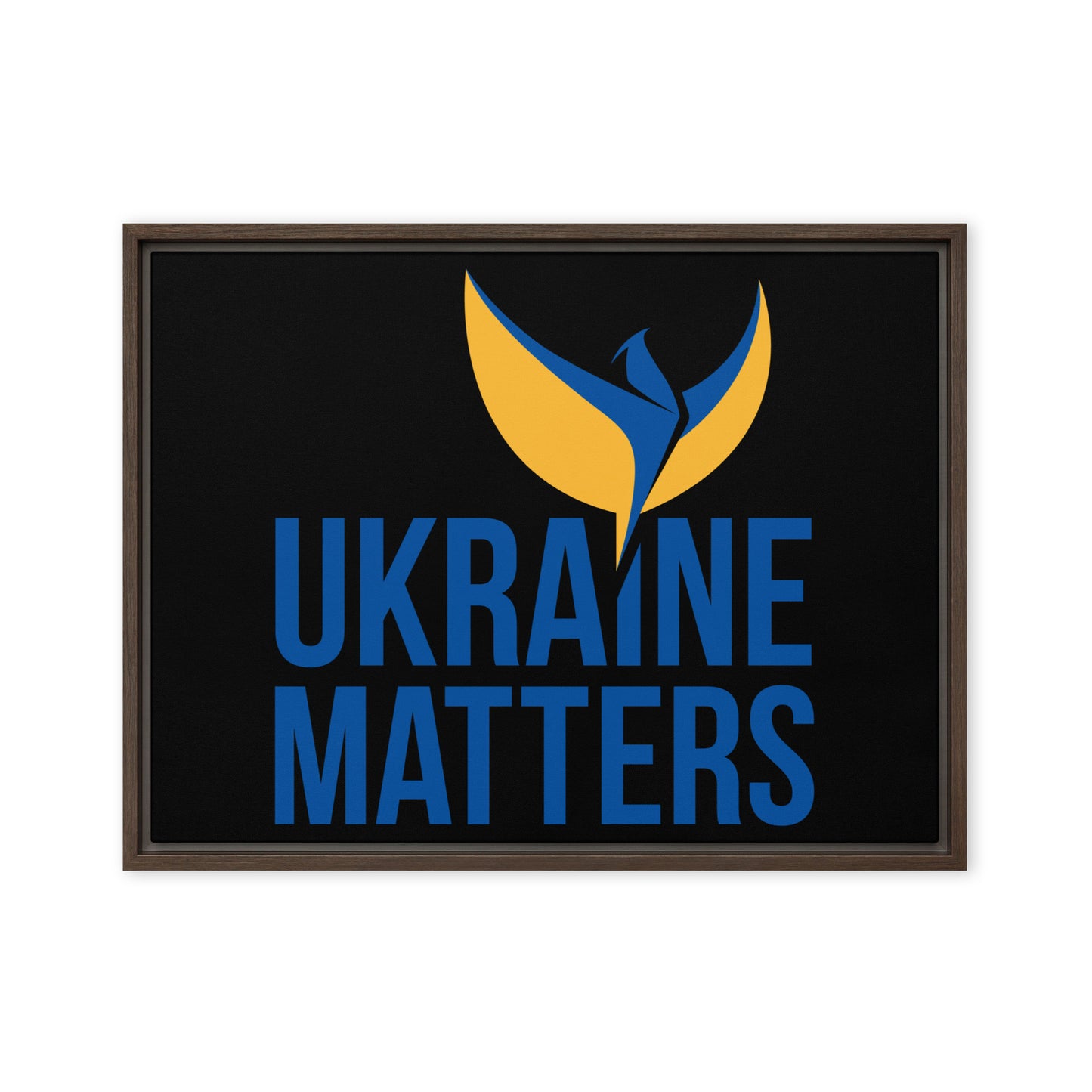 Framed Canvas Painting - Ukraine Matters Logo Black Background