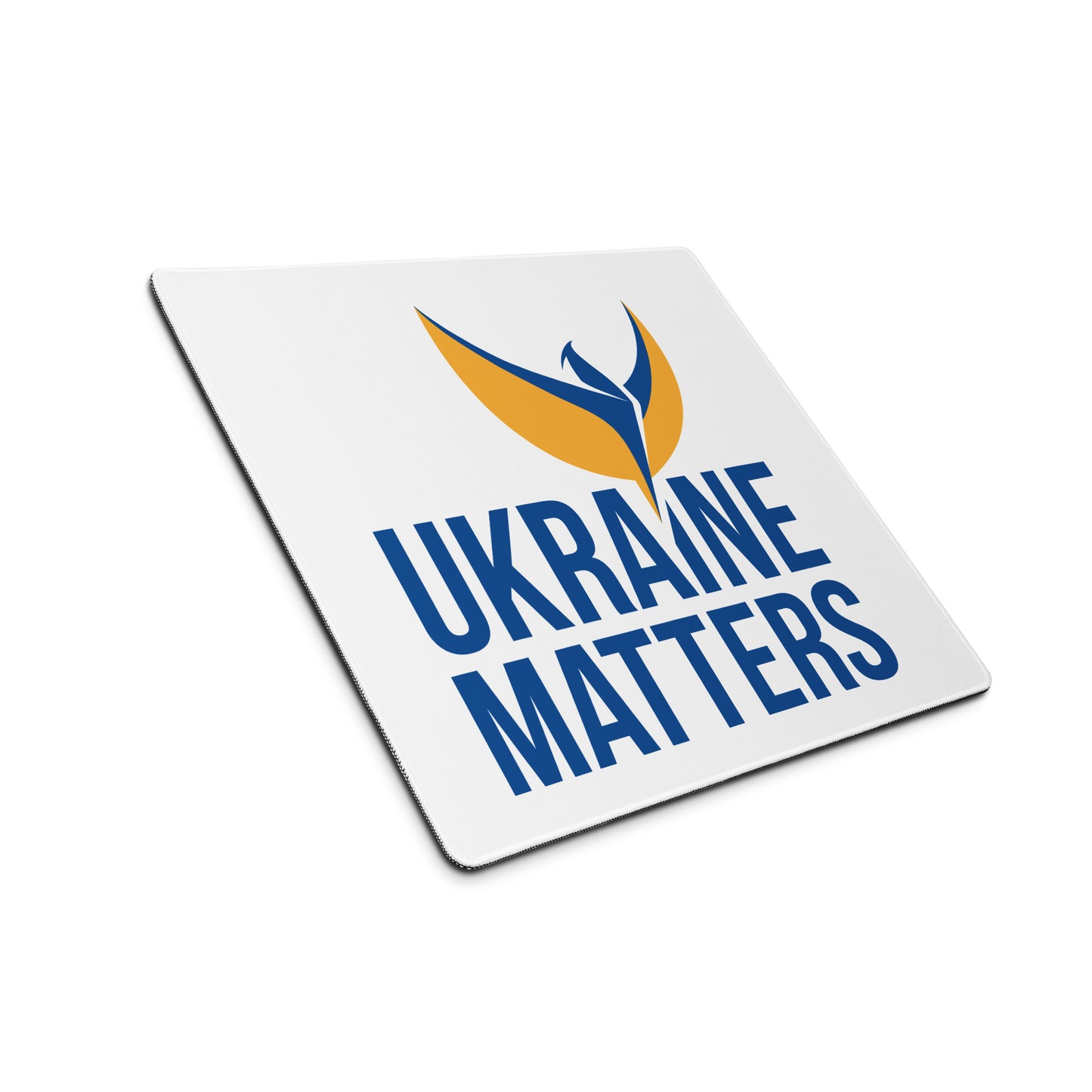 Gaming White Mouse Pad - Ukraine Matters Logo