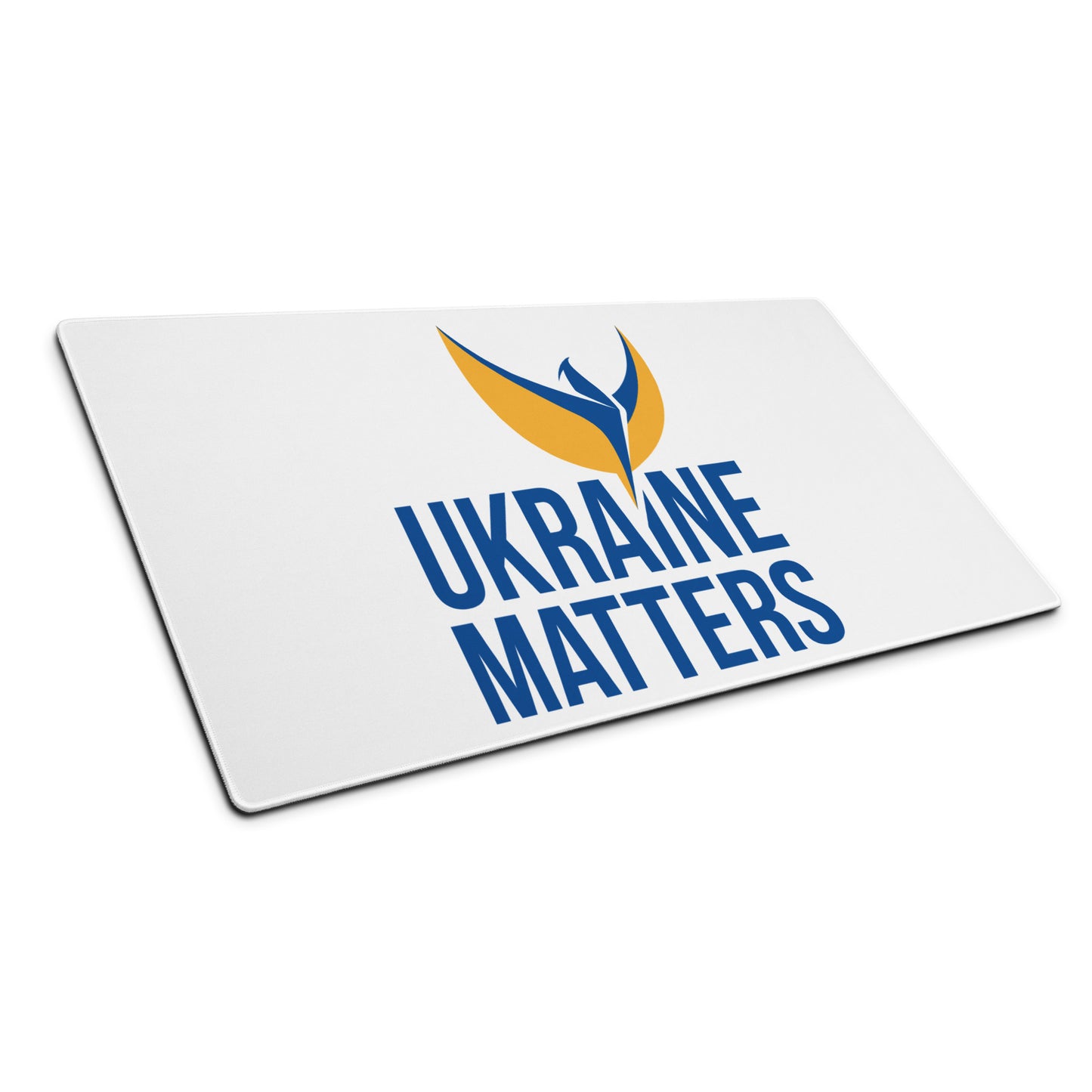 Gaming White Mouse Pad - Ukraine Matters Logo