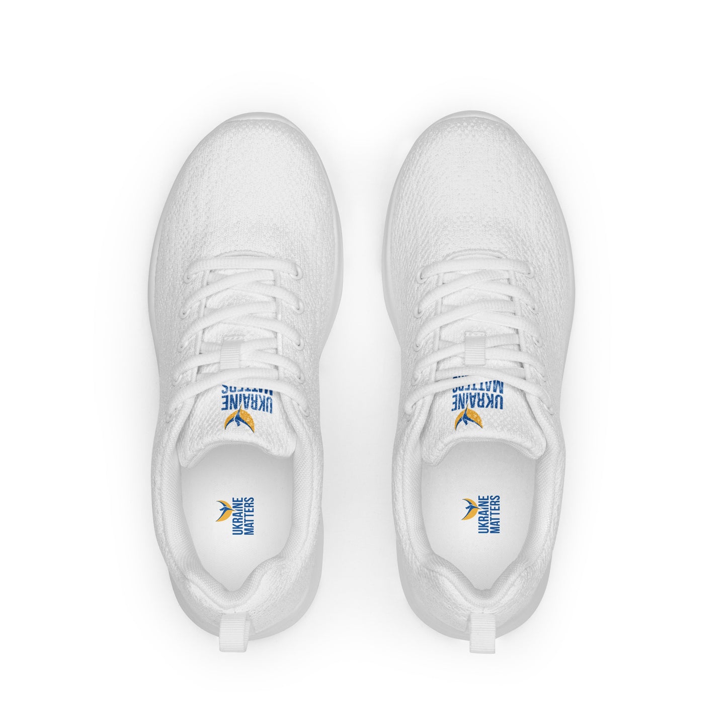 Men’s White Athletic Shoes - Ukraine Matters Logo