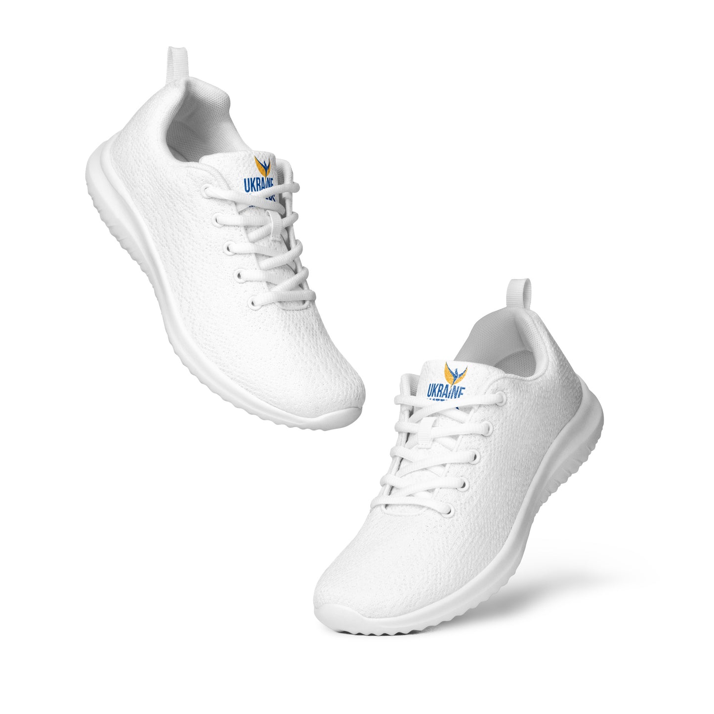 Men’s White Athletic Shoes - Ukraine Matters Logo