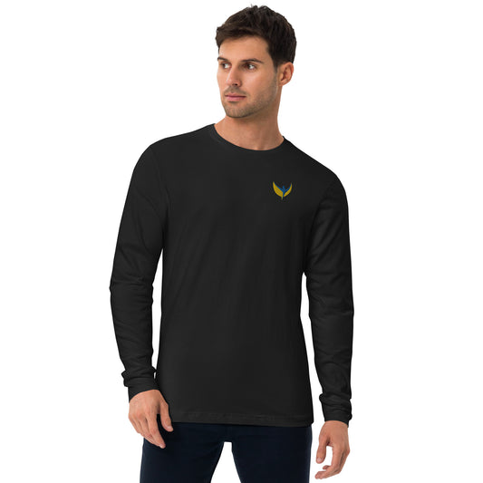 Long Sleeve Fitted Crew Neck Sweatshirt - Embroidered Phoenix