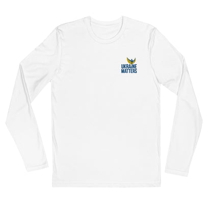 Long Sleeve Fitted Crew Neck Sweatshirt - Embroidered Ukraine Matters Logo