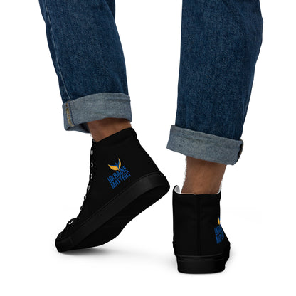 Men’s High Top Black Canvas Shoes - Ukraine Matters Logo