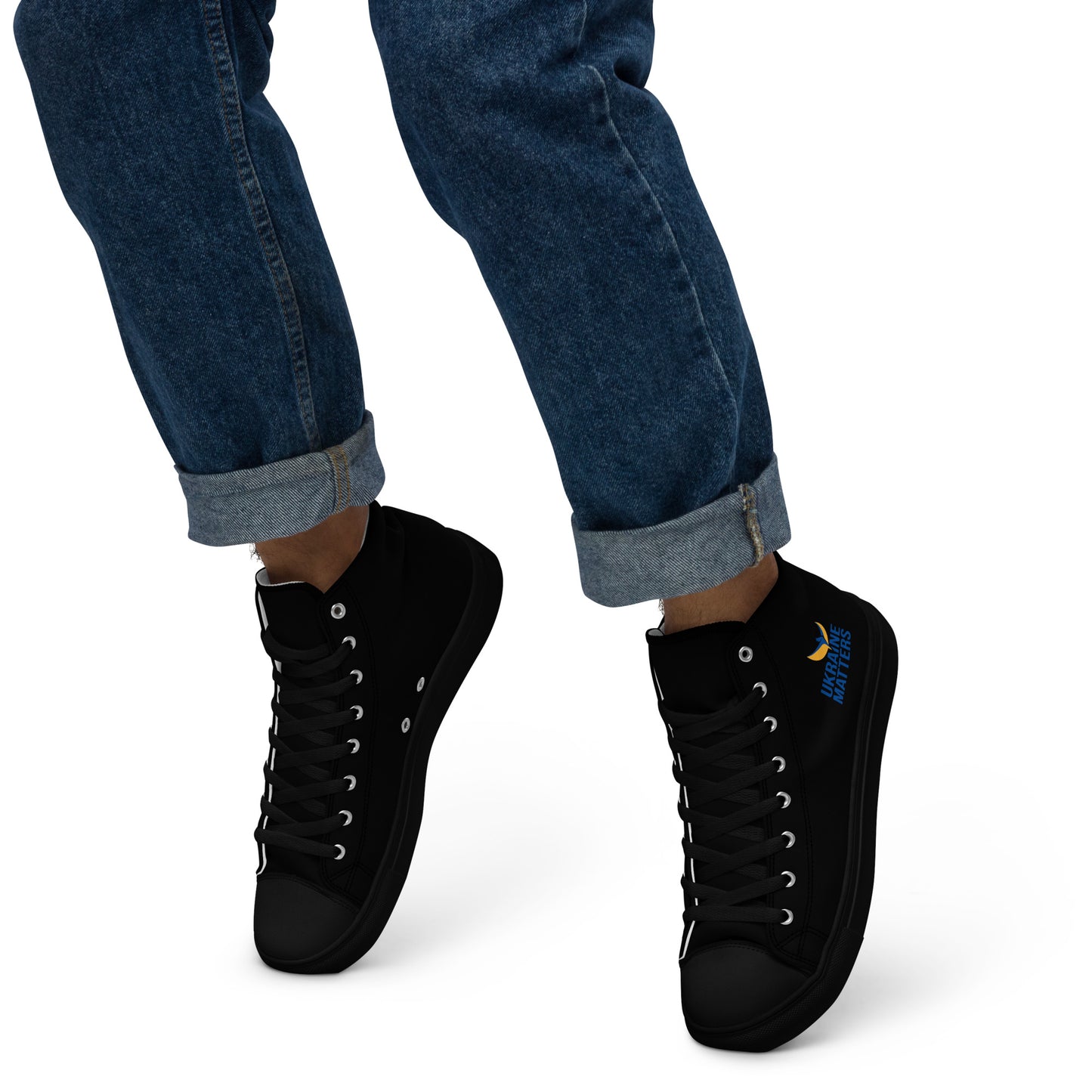 Men’s High Top Black Canvas Shoes - Ukraine Matters Logo