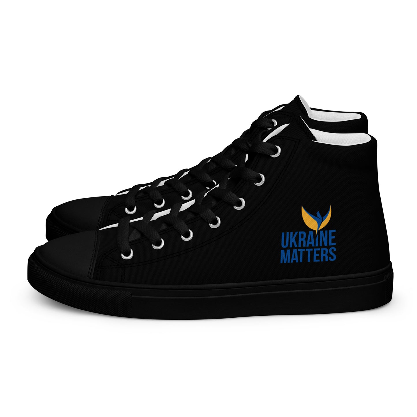 Men’s High Top Black Canvas Shoes - Ukraine Matters Logo