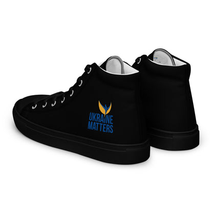 Men’s High Top Black Canvas Shoes - Ukraine Matters Logo