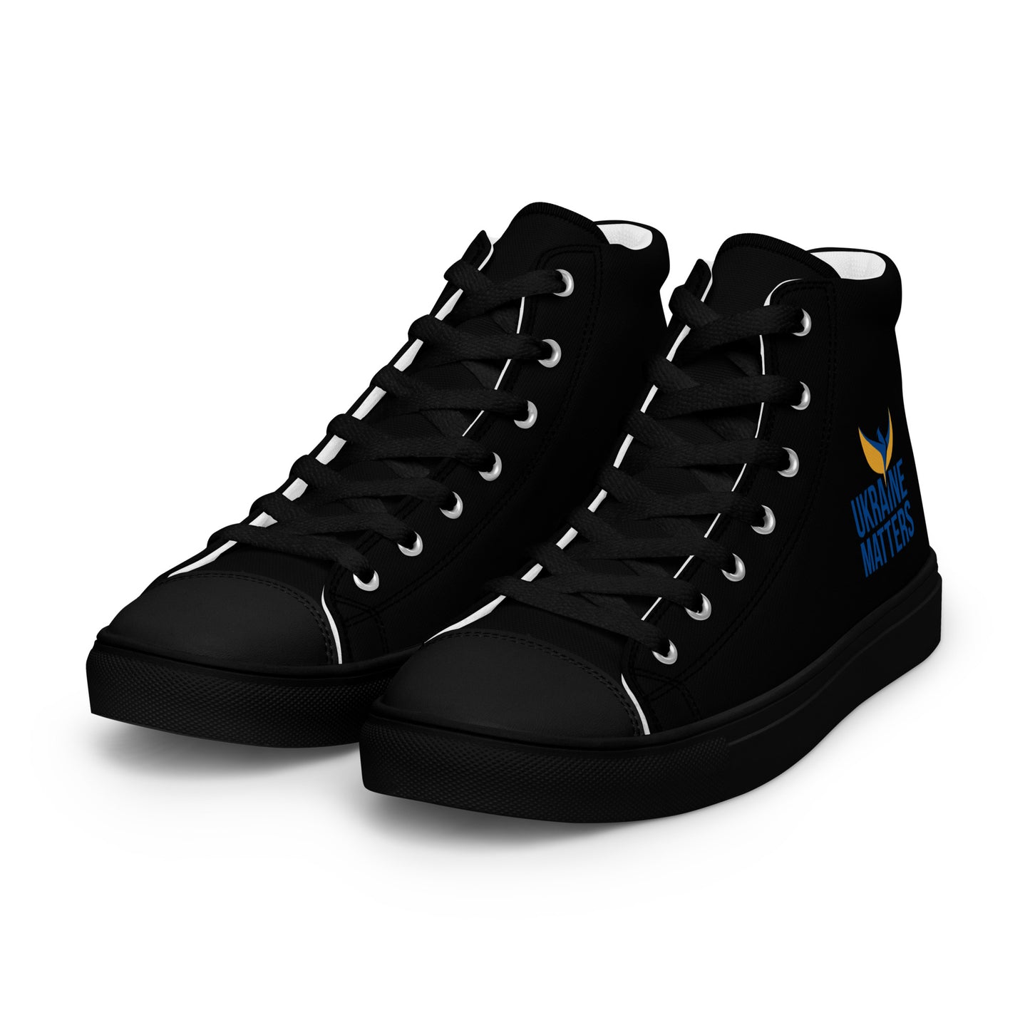 Men’s High Top Black Canvas Shoes - Ukraine Matters Logo