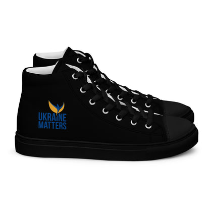 Men’s High Top Black Canvas Shoes - Ukraine Matters Logo