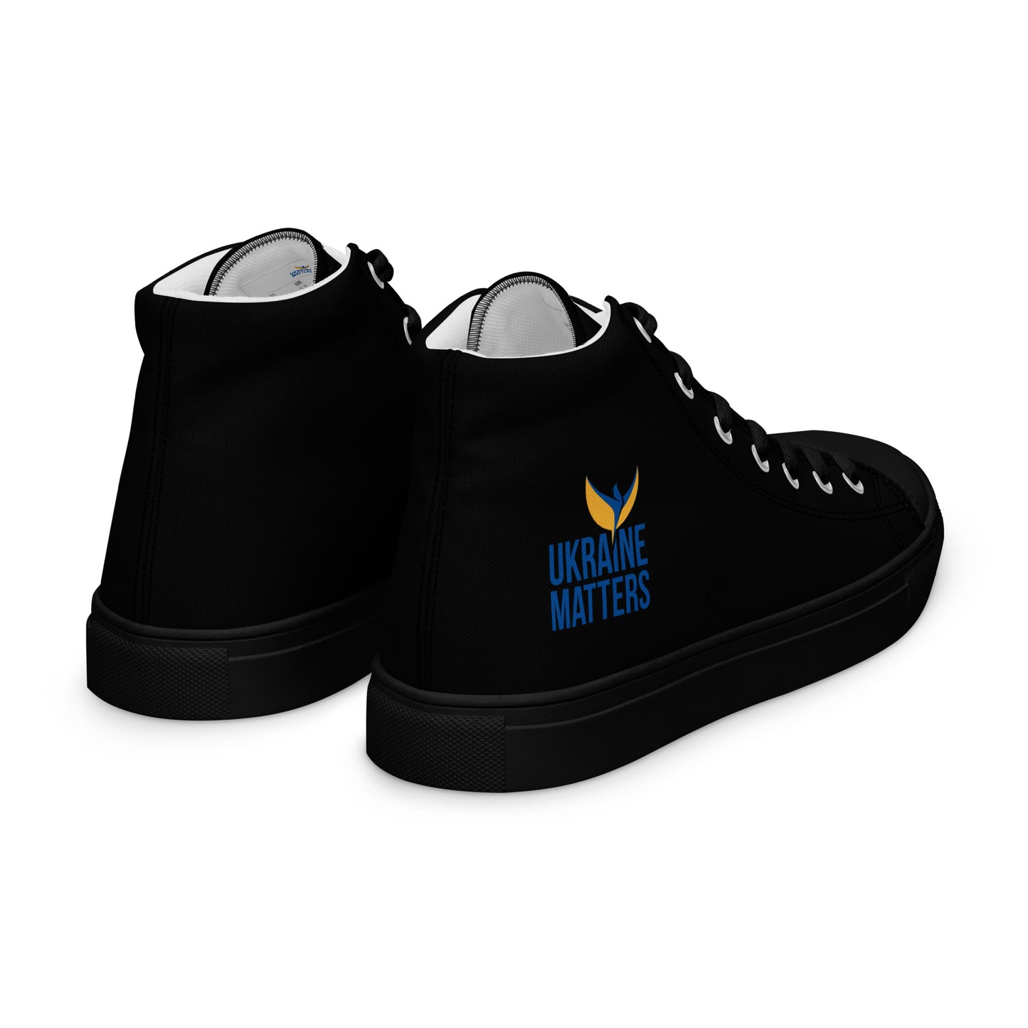 Men’s High Top Black Canvas Shoes - Ukraine Matters Logo