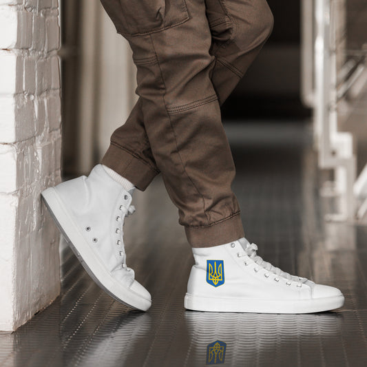 Men’s High Top White Canvas Shoes - Trident