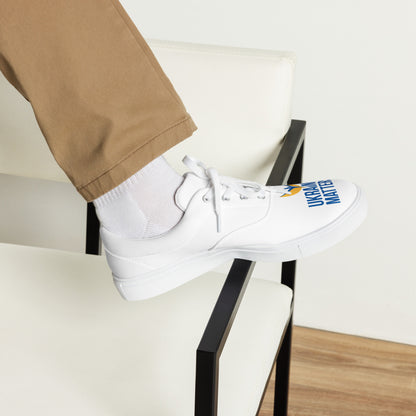 Men’s Lace-up White Canvas Shoes - Ukraine Matters Logo