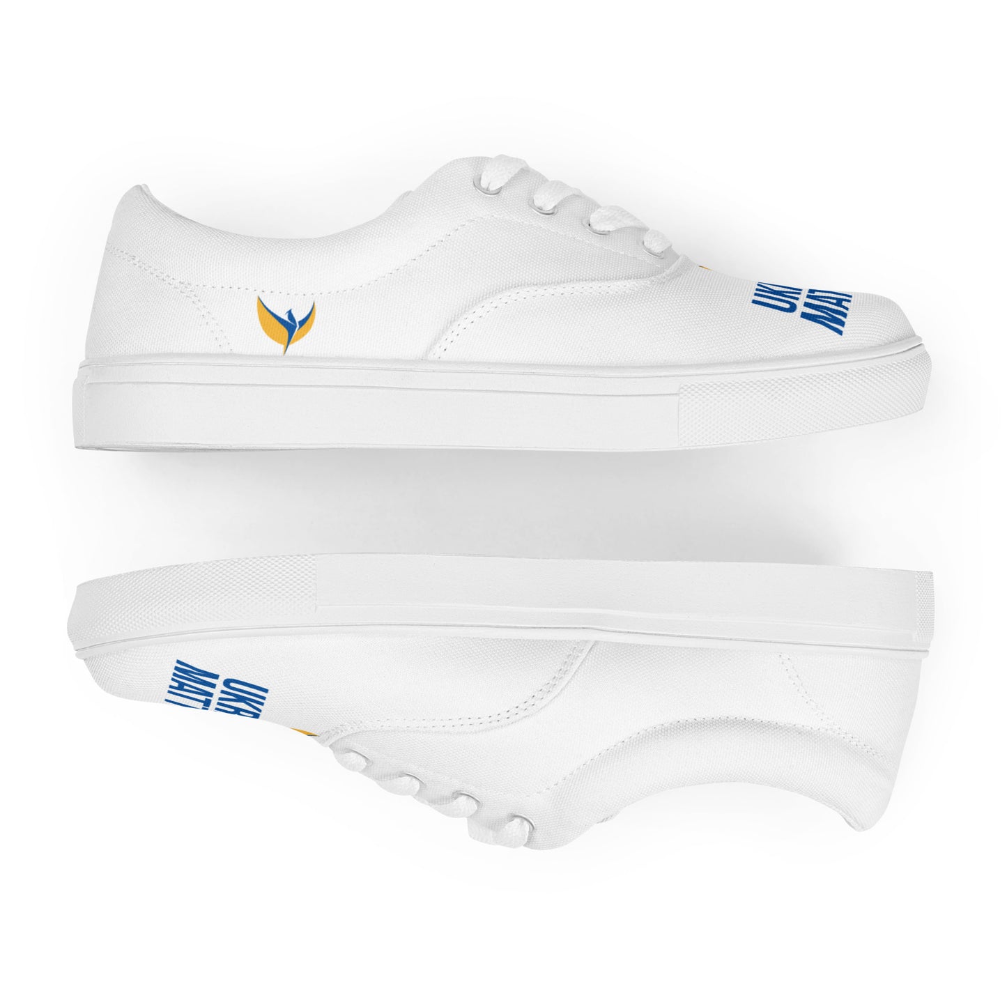 Men’s Lace-up White Canvas Shoes - Ukraine Matters Logo