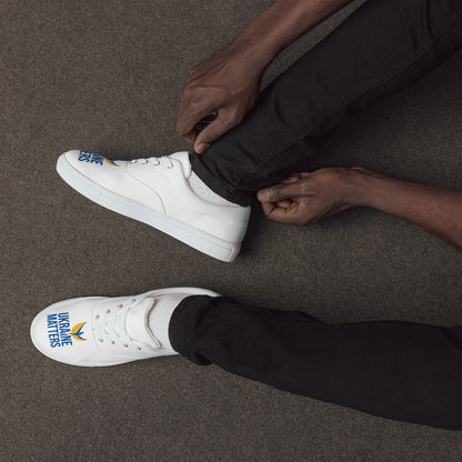 Men’s Lace-up White Canvas Shoes - Ukraine Matters Logo