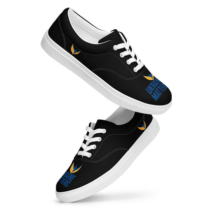 Men’s Lace-up Black Canvas Shoes - Ukraine Matters Logo