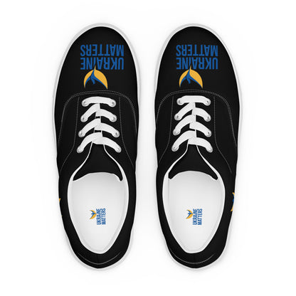 Men’s Lace-up Black Canvas Shoes - Ukraine Matters Logo