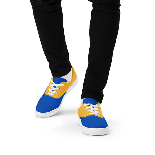 Men’s Lace-up Canvas Shoes - Ukrainian Colors