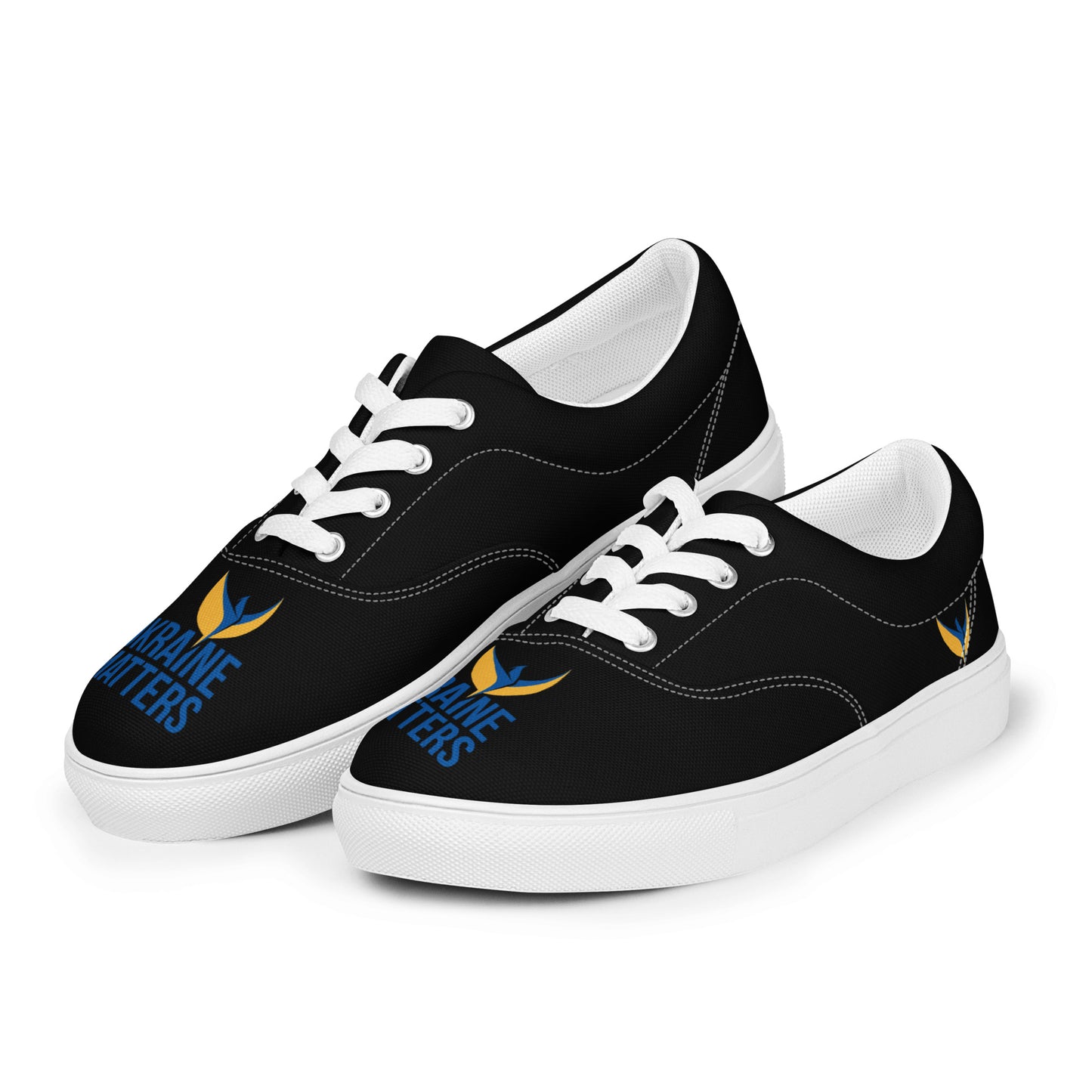 Men’s Lace-up Black Canvas Shoes - Ukraine Matters Logo