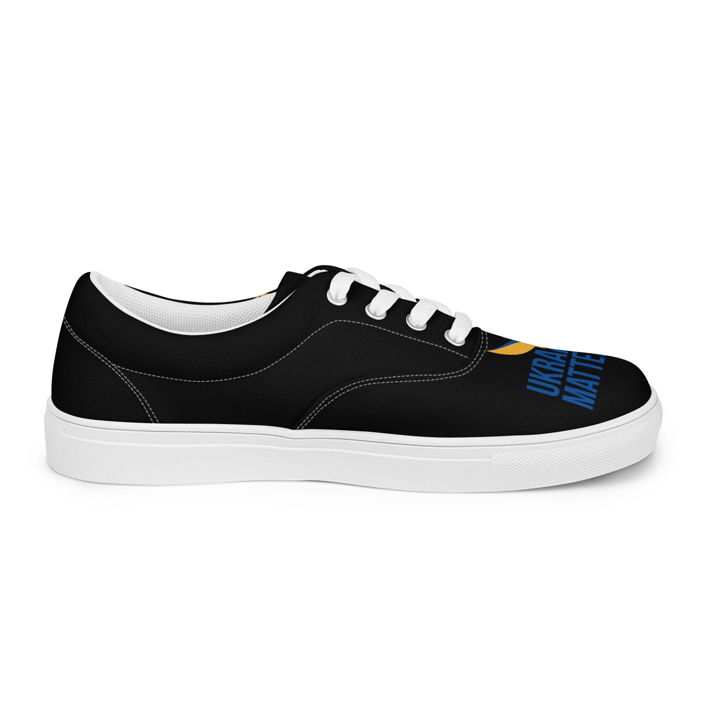 Men’s Lace-up Black Canvas Shoes - Ukraine Matters Logo