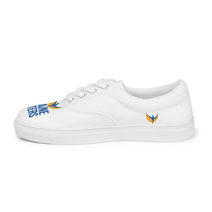 Men’s Lace-up White Canvas Shoes - Ukraine Matters Logo