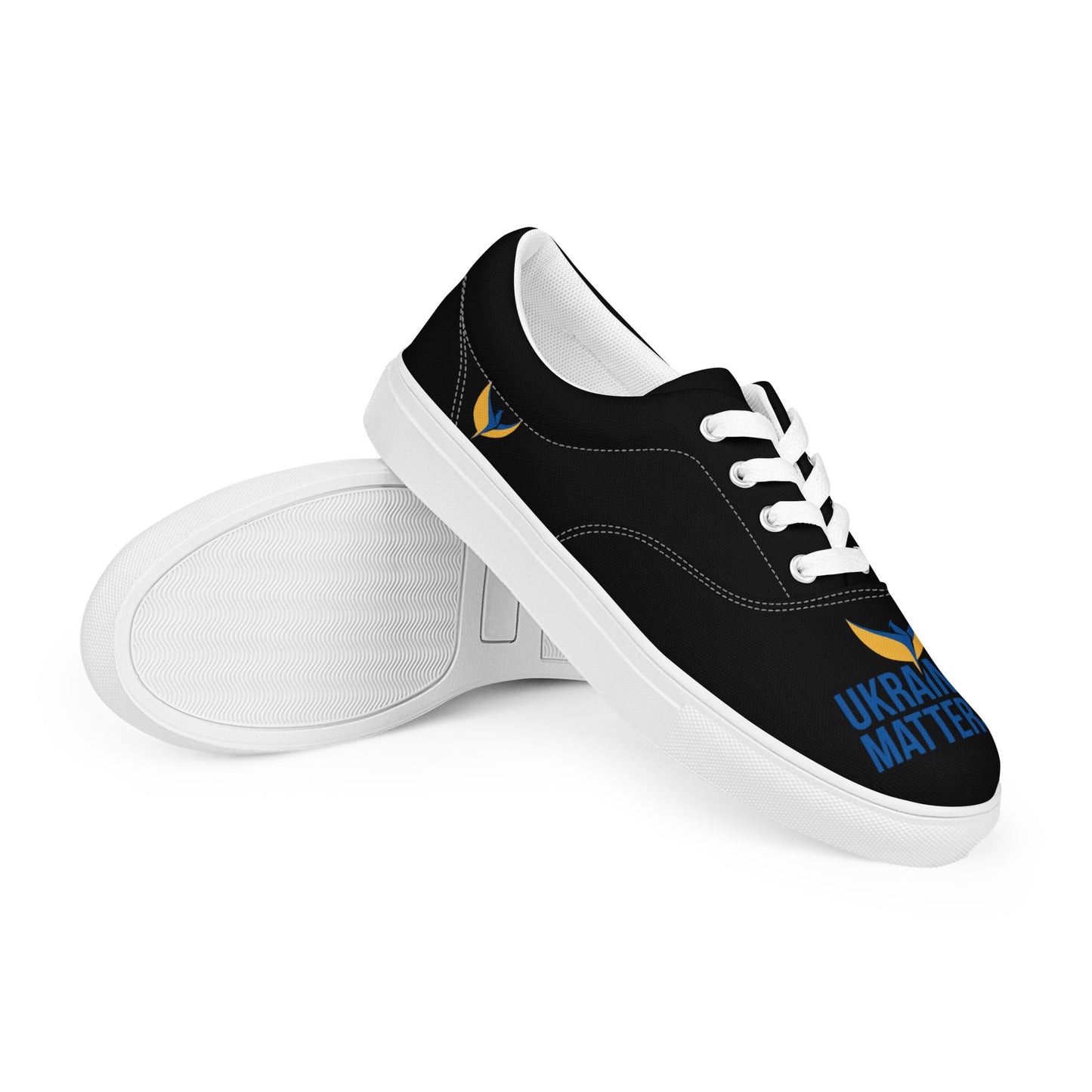 Men’s Lace-up Black Canvas Shoes - Ukraine Matters Logo