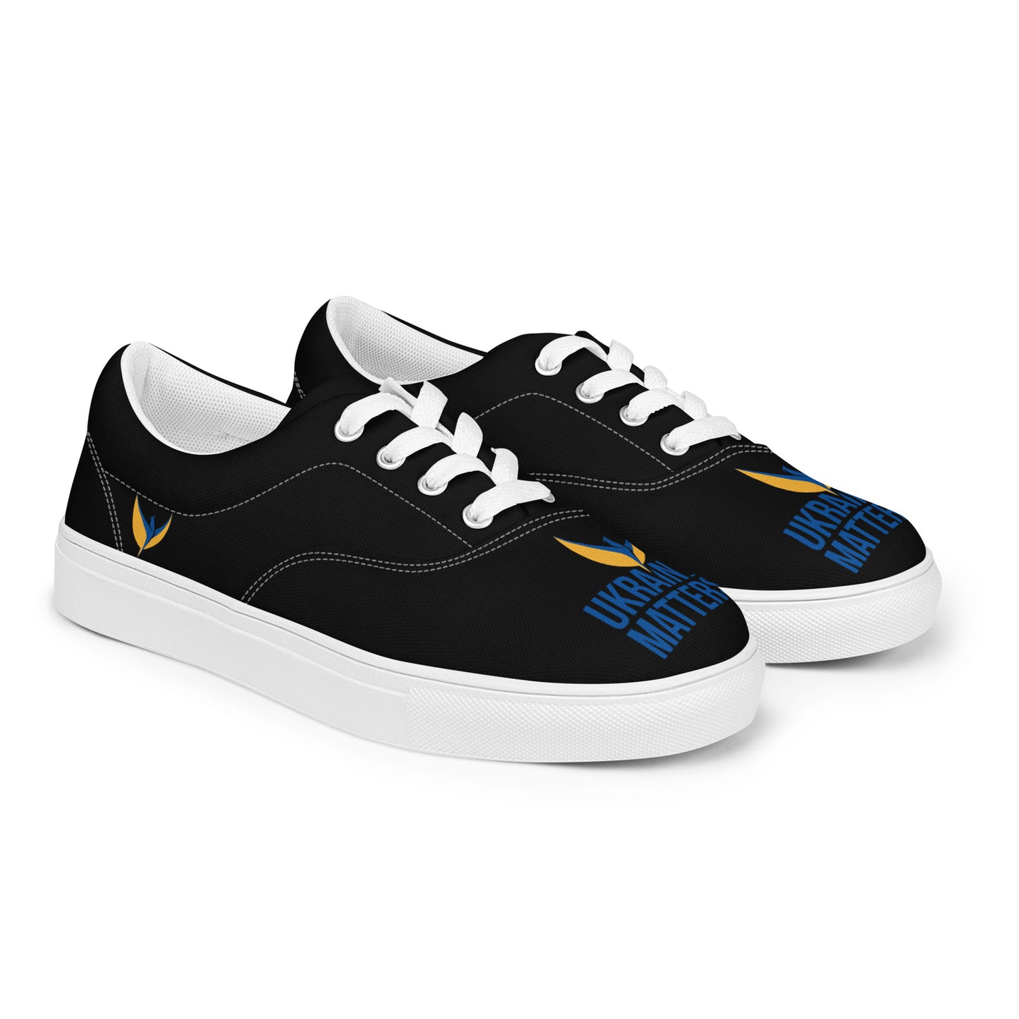 Men’s Lace-up Black Canvas Shoes - Ukraine Matters Logo