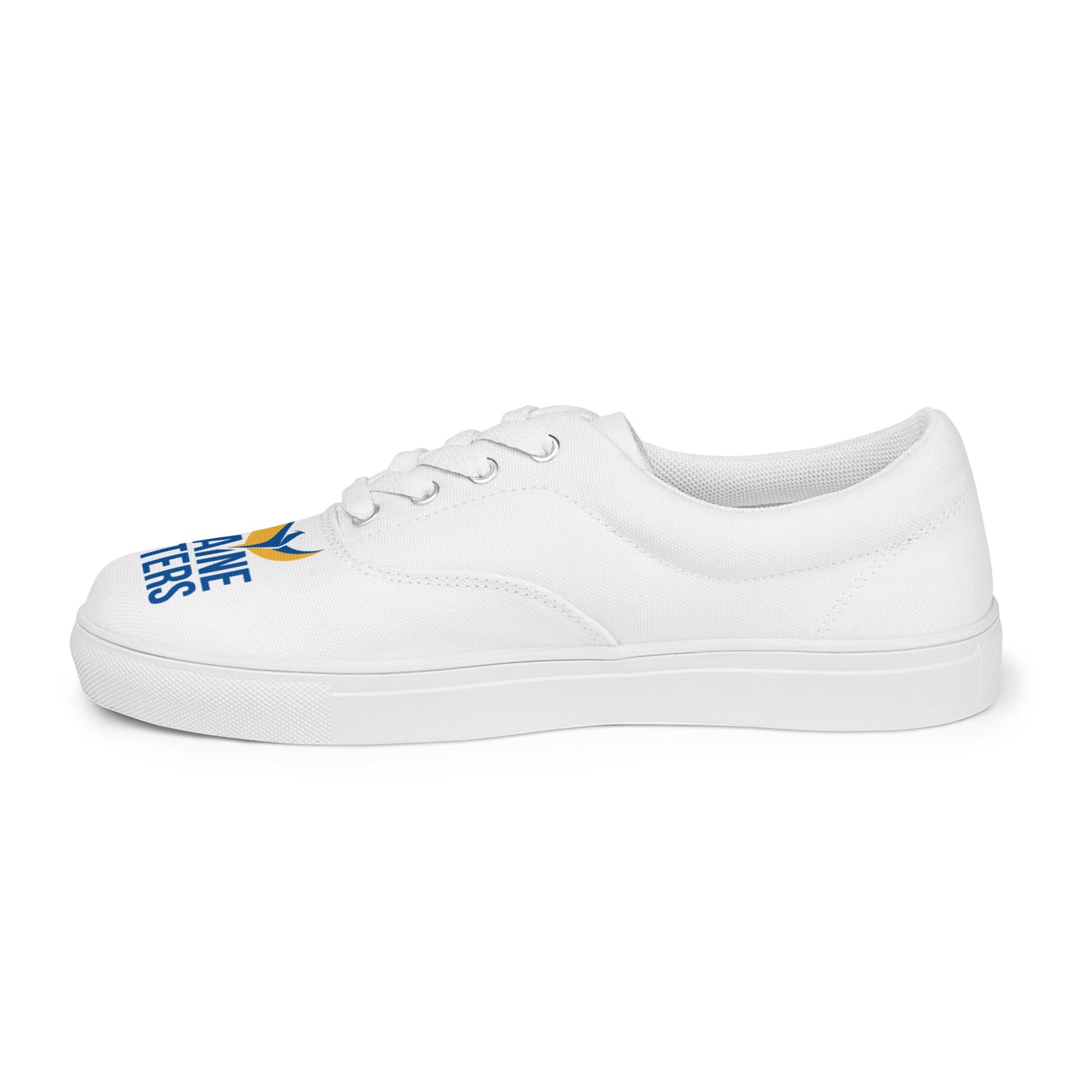 Men’s Lace-up White Canvas Shoes - Ukraine Matters Logo