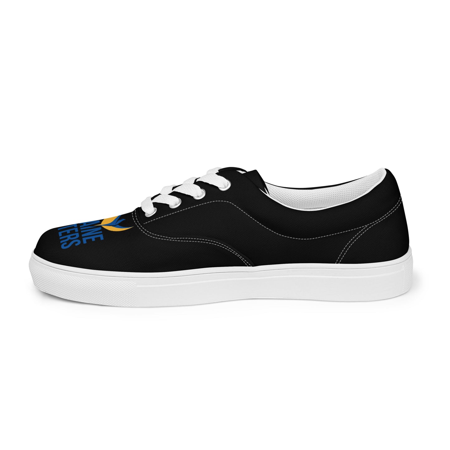 Men’s Lace-up Black Canvas Shoes - Ukraine Matters Logo