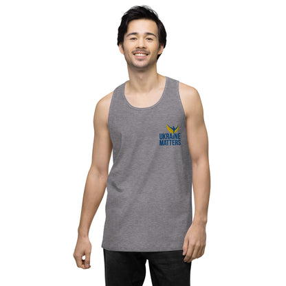 Men’s Premium Tank Top - Embroidered Ukraine Matters