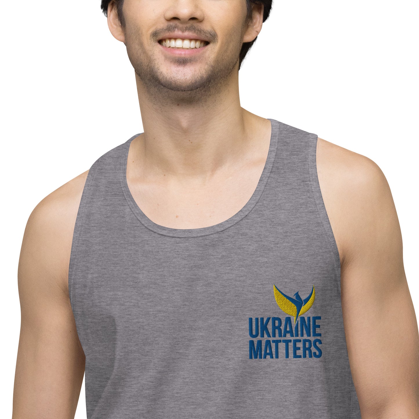 Men’s Premium Tank Top - Embroidered Ukraine Matters