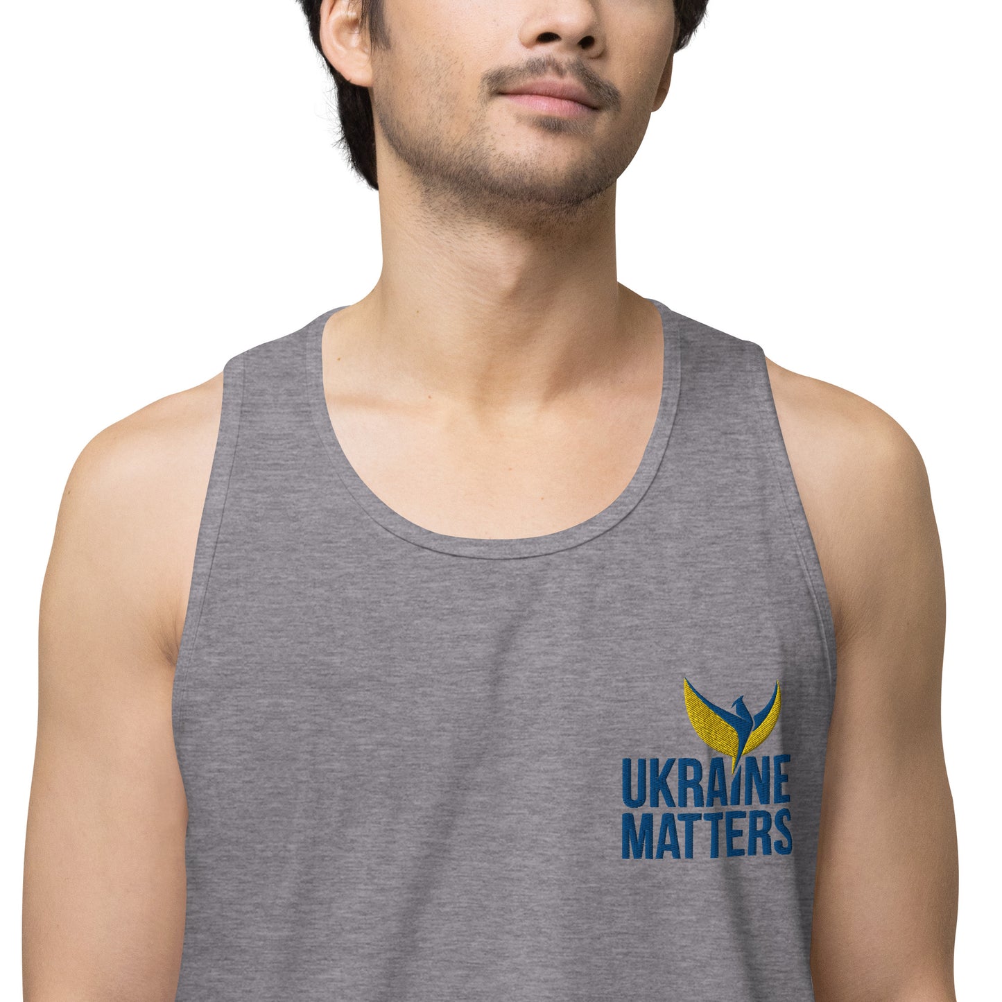 Men’s Premium Tank Top - Embroidered Ukraine Matters