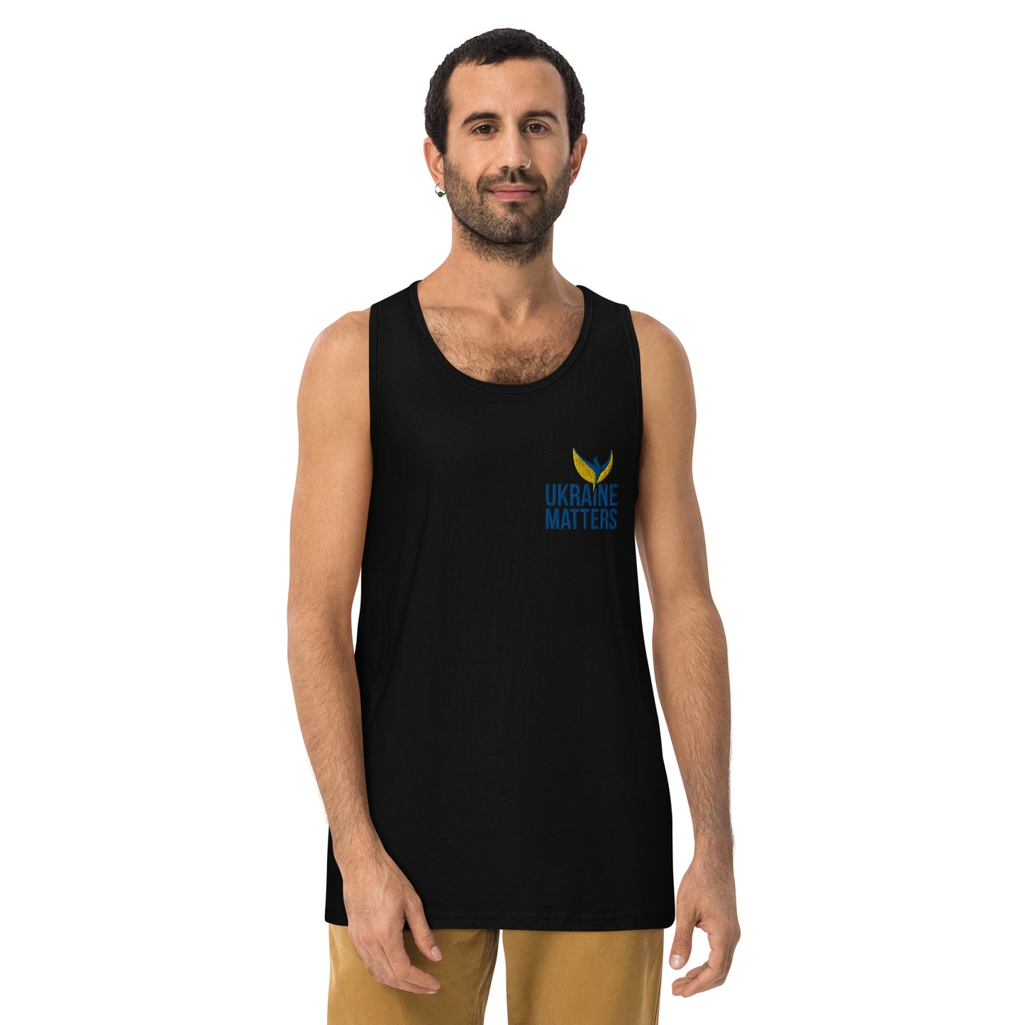 Men’s Premium Tank Top - Embroidered Ukraine Matters