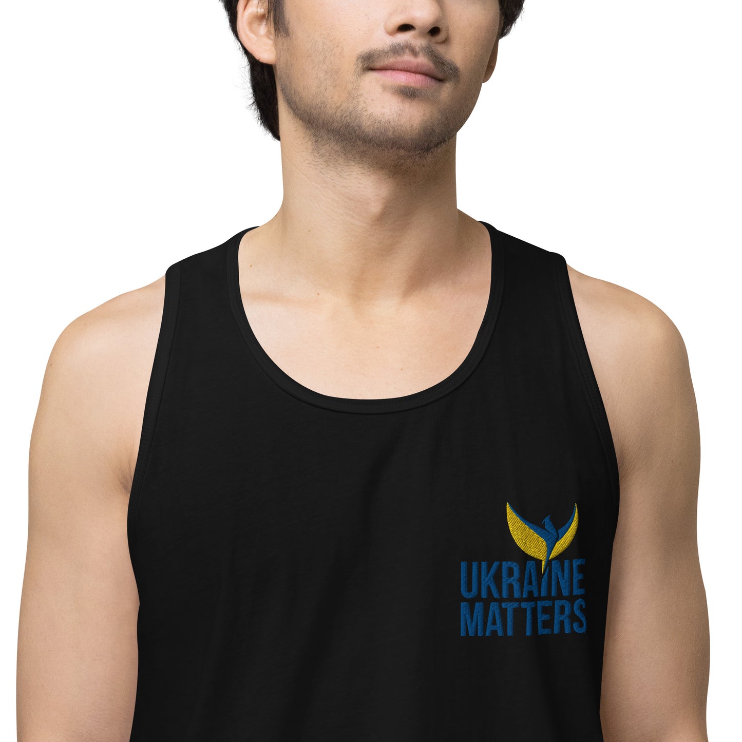 Men’s Premium Tank Top - Embroidered Ukraine Matters