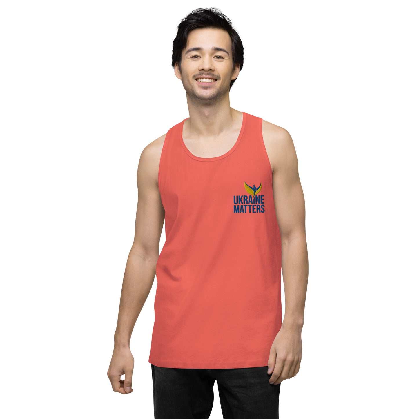 Men’s Premium Tank Top - Embroidered Ukraine Matters