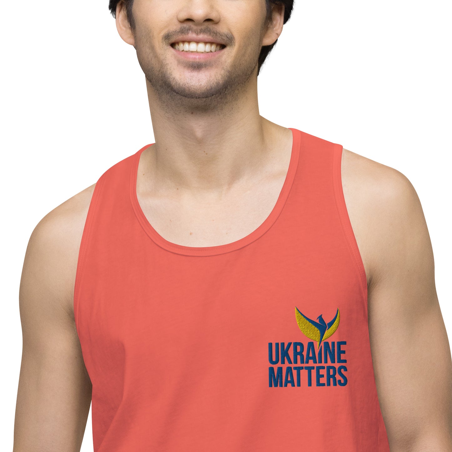 Men’s Premium Tank Top - Embroidered Ukraine Matters