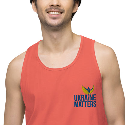 Men’s Premium Tank Top - Embroidered Ukraine Matters