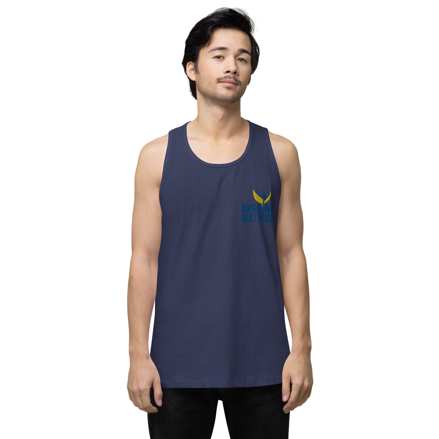 Men’s Premium Tank Top - Embroidered Ukraine Matters