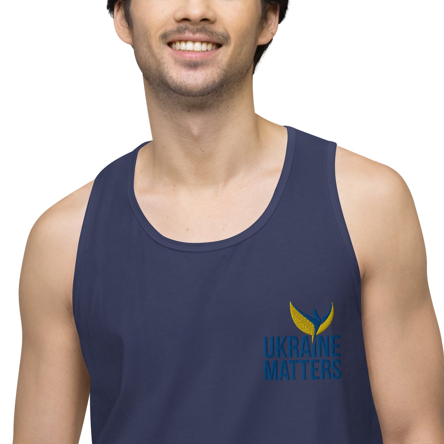 Men’s Premium Tank Top - Embroidered Ukraine Matters