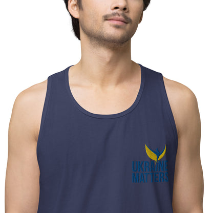 Men’s Premium Tank Top - Embroidered Ukraine Matters