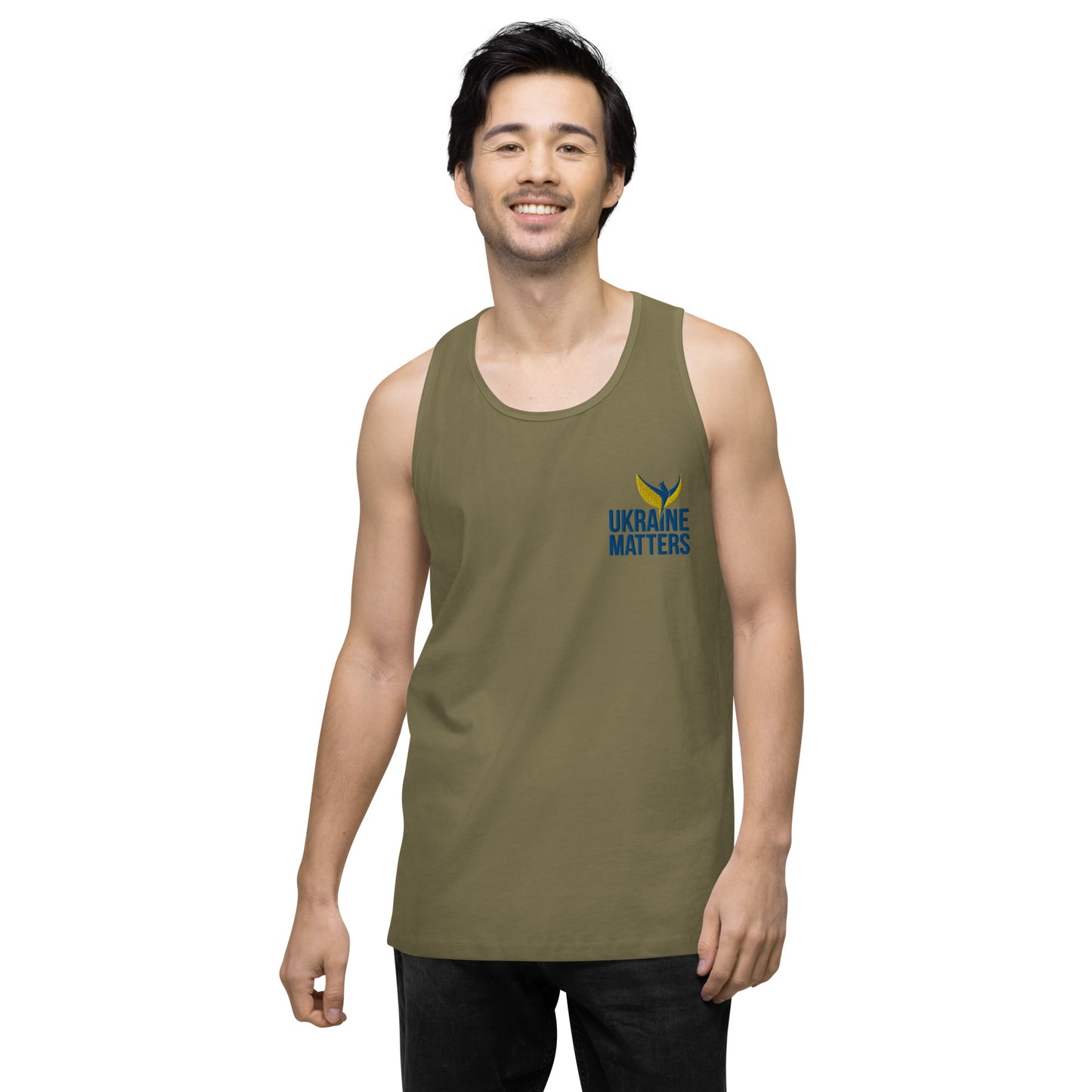 Men’s Premium Tank Top - Embroidered Ukraine Matters