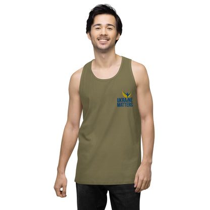 Men’s Premium Tank Top - Embroidered Ukraine Matters