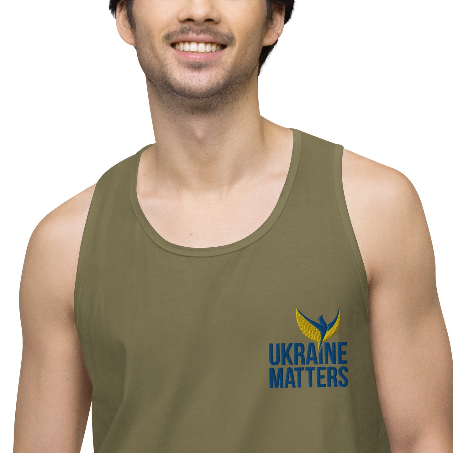 Men’s Premium Tank Top - Embroidered Ukraine Matters