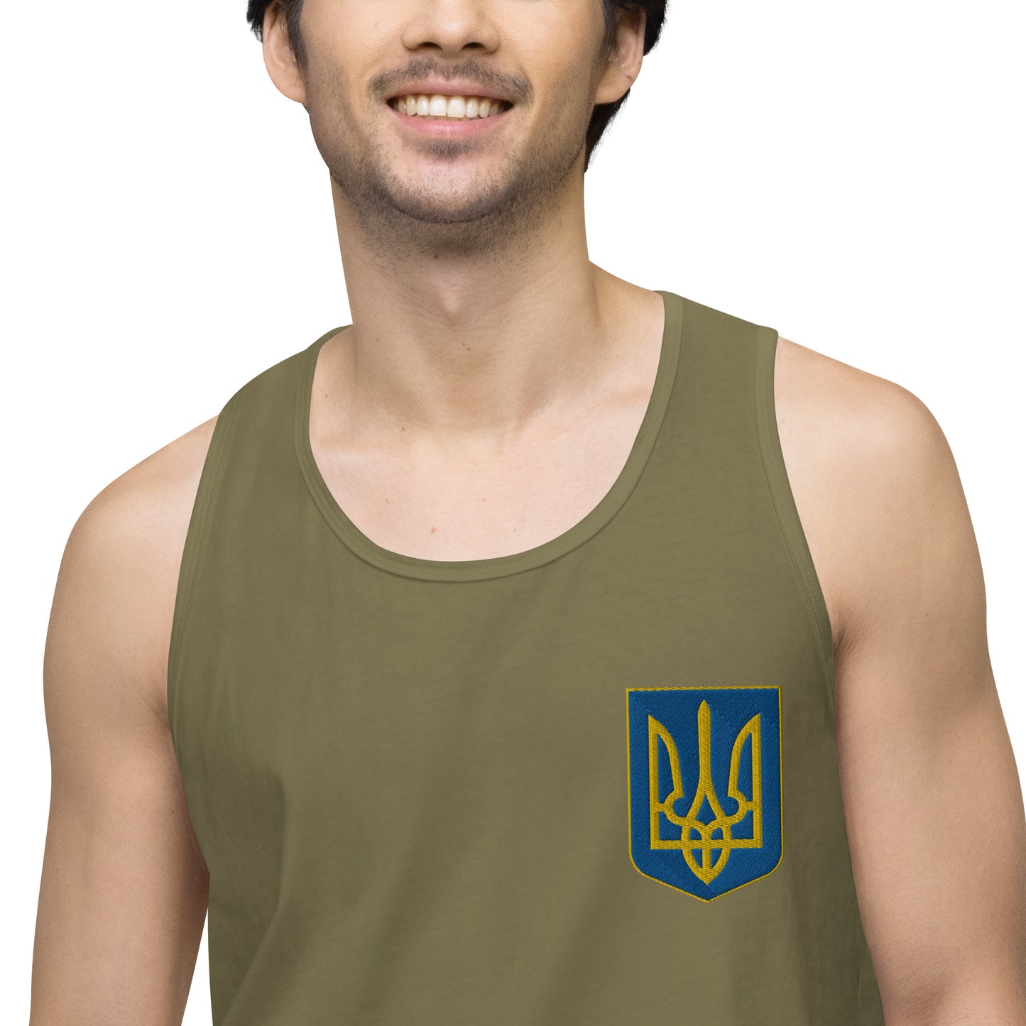 Men’s Premium Tank Top - Embroidered Trident